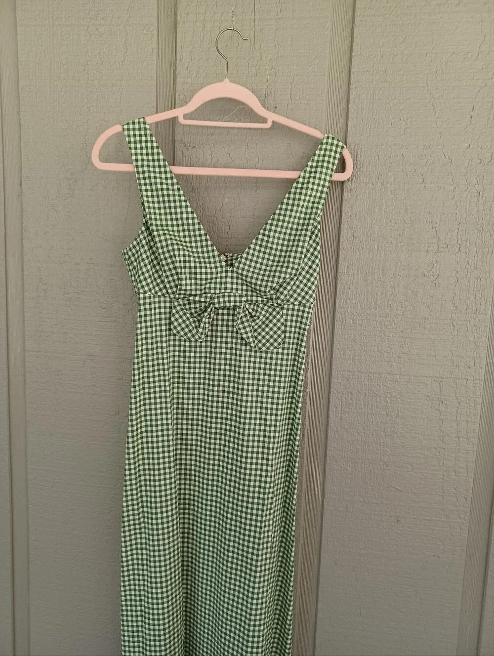 Kate Spade Mini Gingham Bow Midi Dress Size 4 Cotton Blend V Neck Sleeveless